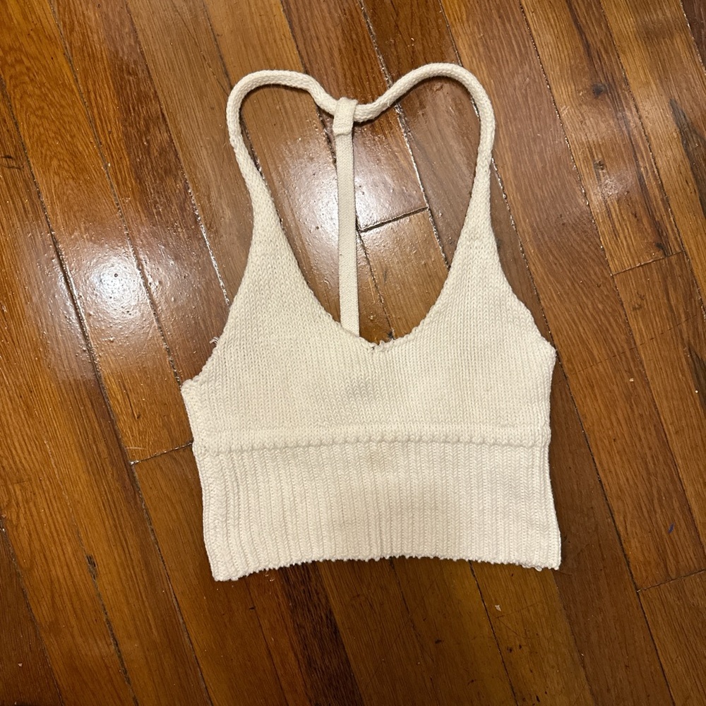 White Knit Halter Top
